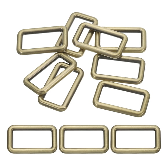 Uxcell lat Metal Rectangle Rings 1-1/4" / 32mm, 8 Pcs Square Loop Webbing Belt Buckle for Strap Keeper Bronze