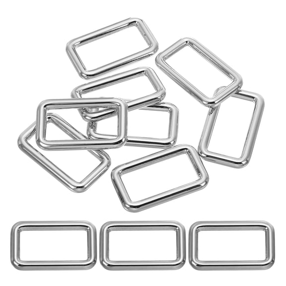 Uxcell lat Metal Rectangle Rings 1-1/4" / 32mm, 8 Pcs Square Loop Webbing Belt Buckle for Strap Keeper Silver