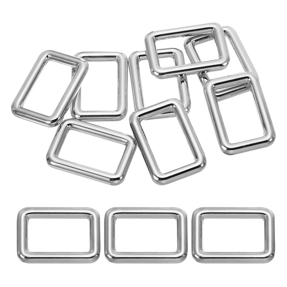 Uxcell lat Metal Rectangle Rings 1" / 25mm, 8 Pcs Square Loop Webbing Belt Buckle for Strap Keeper Silver