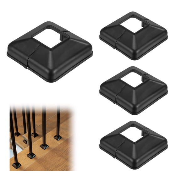 Uxcell uxcell 4-Pack Post Base Cover, Fits 1.57"x 1.57" Post Skirt Split Type for Indoor/Outdoor Iron Railing/Wood Posts/Fence/Stairs/Patios/Handrail/Porch Column Wrap Post Trim [Black]
