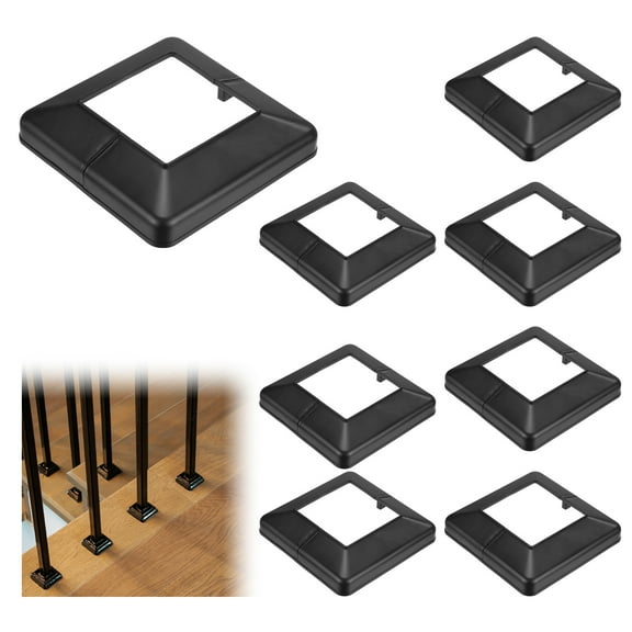 Uxcell uxcell 8-Pack Post Base Cover, Fits 4"x 4" Post Skirt Split Type for Indoor/Outdoor Iron Railing/Wood Posts/Fence/Stairs/Patios/Handrail/Porch Column Wrap Post Trim [Black]
