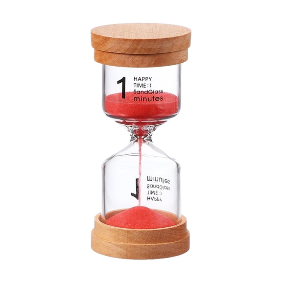 Uxcell1 Minute Sand Timer, Wooden Sand Watch High Glass Sandglass Timer for Living Room Kitchen Home Office Restaurant Decoration, Red
