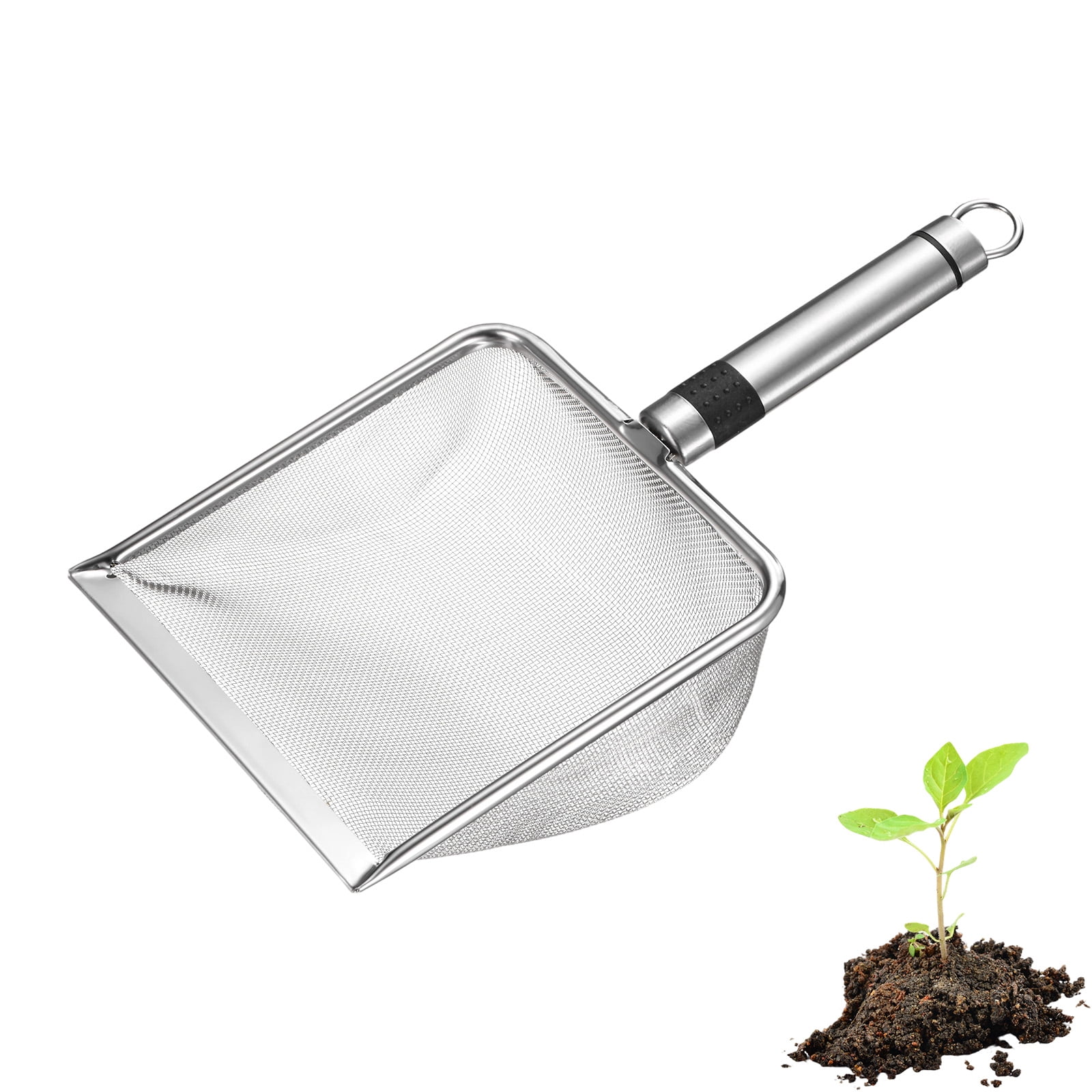 Uxcell1-Pack Gardening Soil Sifter, 1 mm Mesh Stainless Steel Sand Soil Compost Sieve with Stainless Steel Handle [Silver Tone]