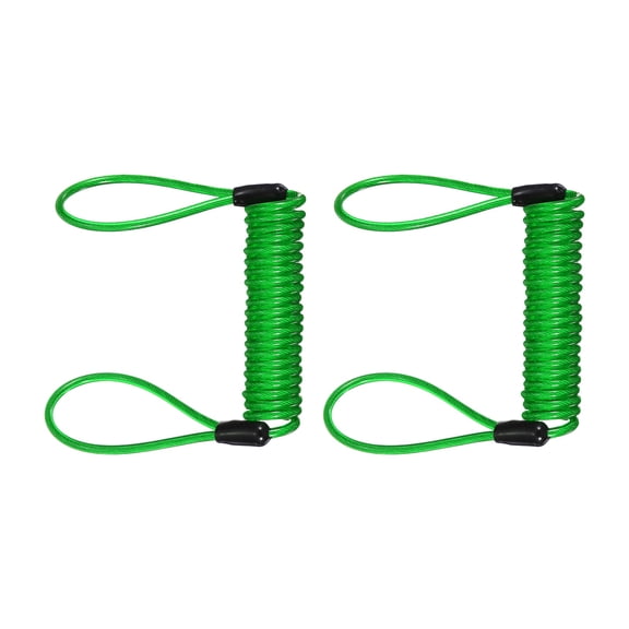 Uxcell2-Pack Disc Lock Security Steel Cable, 59inch/1500mm Coated Spring Reminder Wire Anti-Theft Rope [Green]