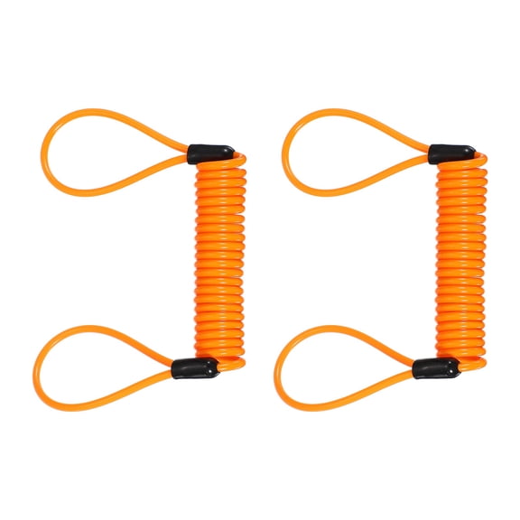 Uxcell2-Pack Disc Lock Security Steel Cable, 59inch/1500mm Coated Spring Reminder Wire Anti-Theft Rope [Orange]