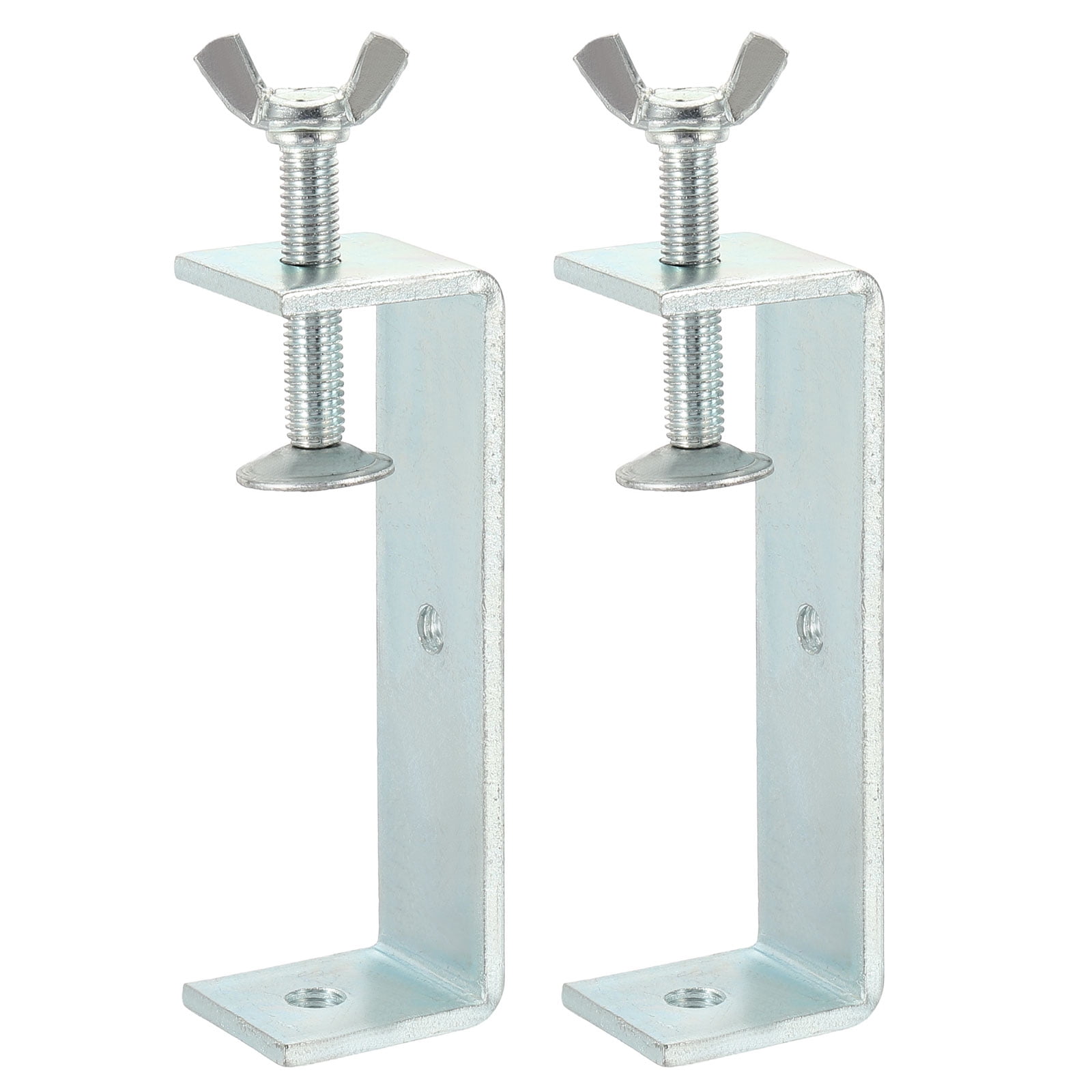 Uxcell 2Pcs Carbon Steel C Clamps 130mm Square Mini Tiger Clamp Heavy Duty U Clip for Woodworking Welding Silver