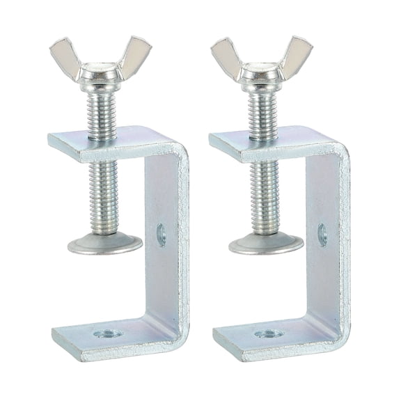 Uxcell2 Pcs 304 Stainless Steel C Clamps 20mm Square Mini Tiger Clamp Adjustable Heavy Duty Metal U Clip with Butterfly Screws for Woodworking Welding Mounting, Silver