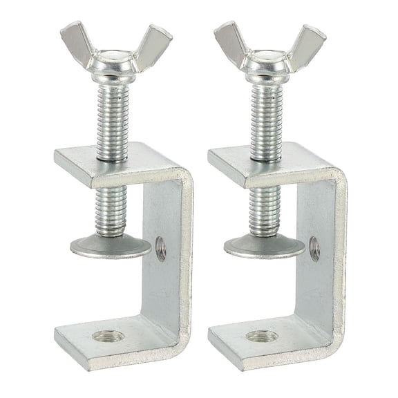 Uxcell 2Pcs Carbon Steel C Clamps 25mm Mini Square Tiger Clamp Heavy Duty U Clip for Woodworking Welding Silver