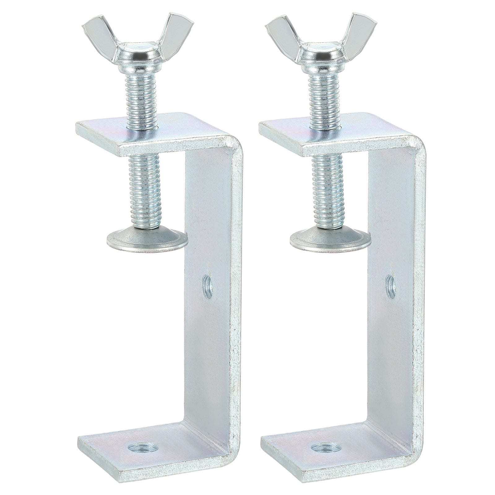 Uxcell 2Pcs Carbon Steel C Clamps 45mm Square Mini Tiger Clamp Heavy Duty U Clip for Woodworking Welding Silver