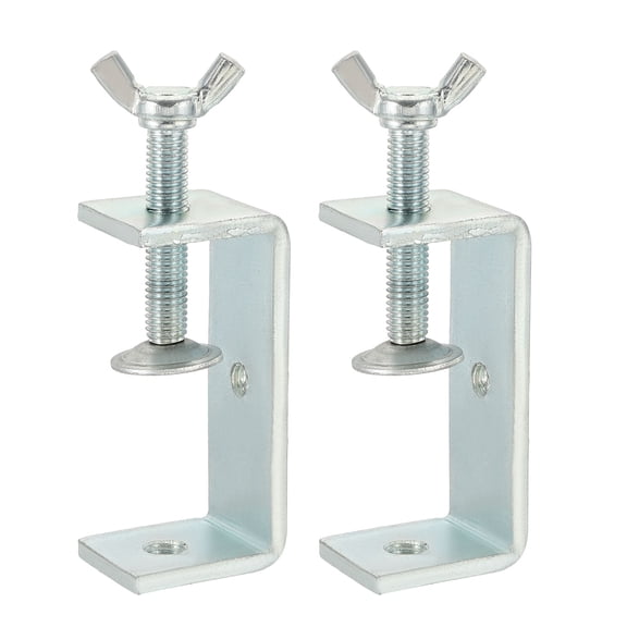 Uxcell2 Pcs 304 Stainless Steel C Clamps 75mm Square Mini Tiger Clamp Adjustable Heavy Duty Metal U Clip with Press Screw for Woodworking Welding Mounting, Silver