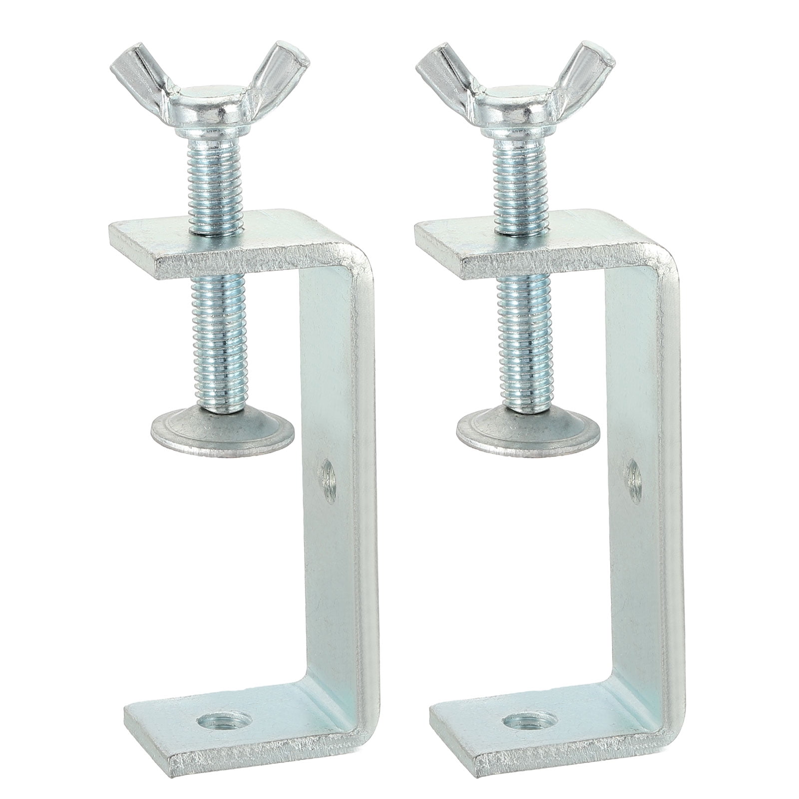Uxcell 2Pcs Carbon Steel C Clamps 85mm Square Mini Tiger Clamp Heavy Duty U Clip for Woodworking Welding Silver