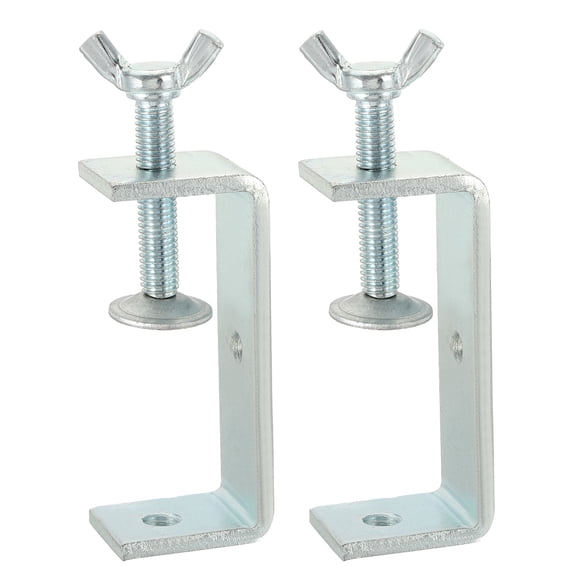 Uxcell2 Pcs 304 Stainless Steel C Clamps 85mm Square Mini Tiger Clamp Adjustable Heavy Duty Metal U Clip with Press Screw for Woodworking Welding Mounting, Silver