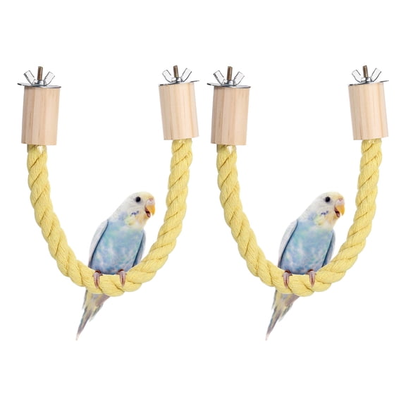 Uxcell2 Pcs Bird Rope Perch Swing Bird Stand Rope Perch 15 Inch Yellow