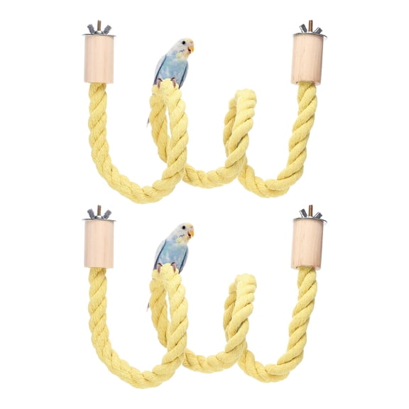Uxcell2 Pcs Bird Rope Perch Swing Bird Stand Rope Perch 32 Inch Yellow