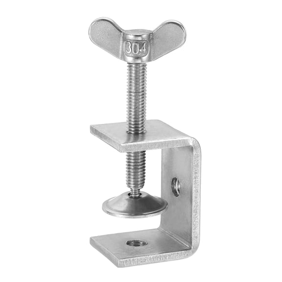 Uxcell2 Pcs Carbon Steel C Clamps 120mm Square Galvanized Mini Tiger Clamp Adjustable Heavy Duty Metal U Clip with Butterfly Screws for Woodworking Welding Mounting, Blue White