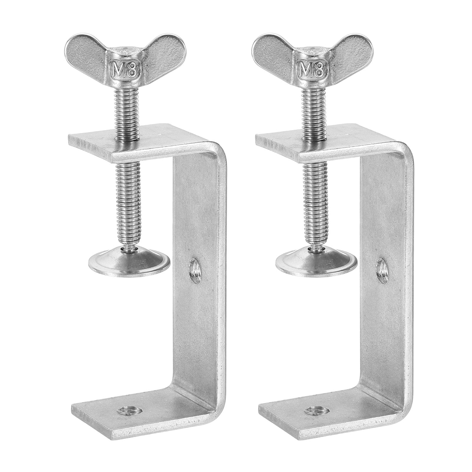 Uxcell2 Pcs Carbon Steel C Clamps 30mm Square Galvanized Mini Tiger Clamp Adjustable Heavy Duty Metal U Clip with Hexagonal Screws for Woodworking Welding Mounting, Blue White