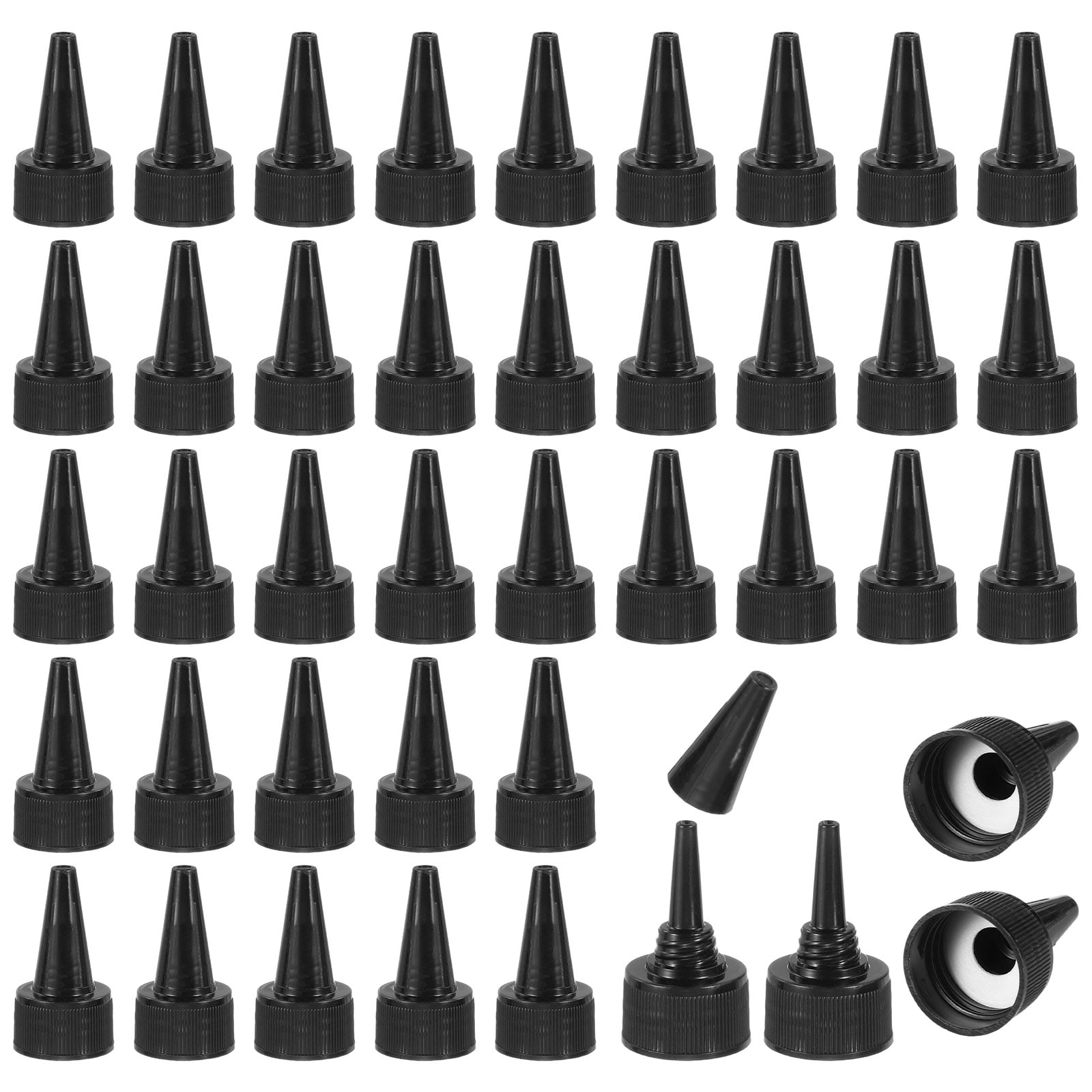 Uxcell24/410 Twist Top Caps, 100Pcs Plastic Squeeze Bottle Replacement Caps with Foam Gasket for Paint Lids Glue Dispensing DIY Crafts, Black