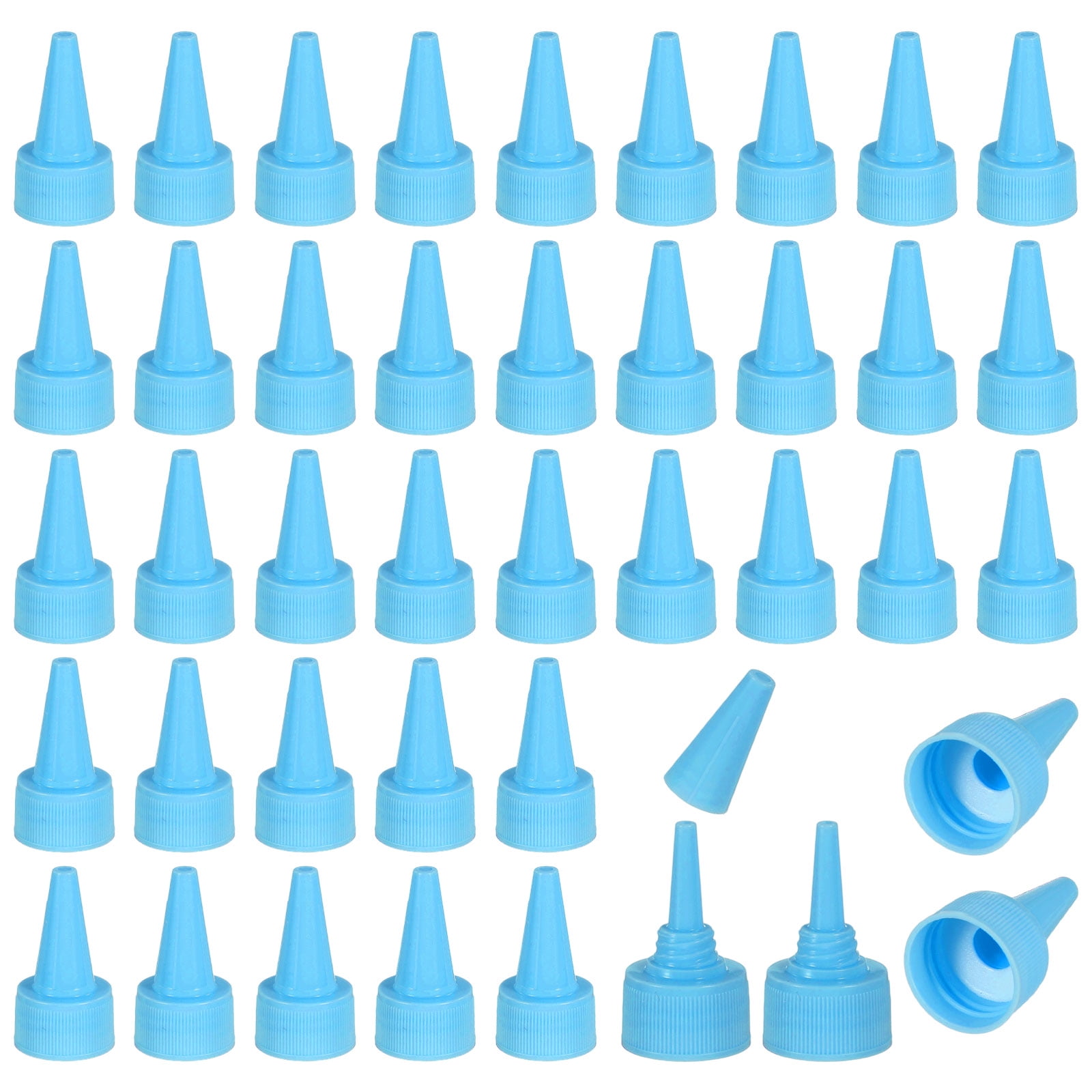 Uxcell24/410 Twist Top Caps, 100Pcs Plastic Squeeze Bottle Replacement Caps with Foam Gasket for Paint Lids Glue Dispensing DIY Crafts, Blue