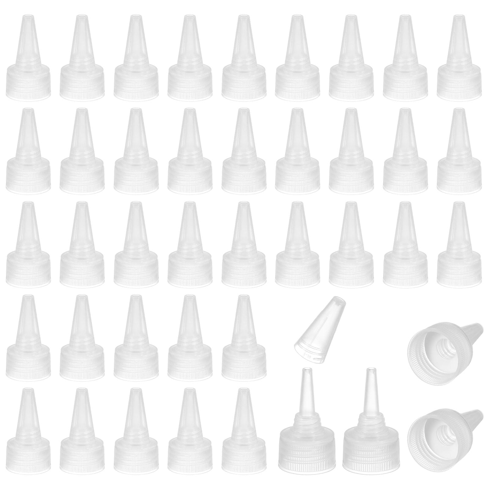 Uxcell24/410 Twist Top Caps, 100Pcs Plastic Squeeze Bottle Replacement Caps with Foam Gasket for Paint Lids Glue Dispensing DIY Crafts, Clear