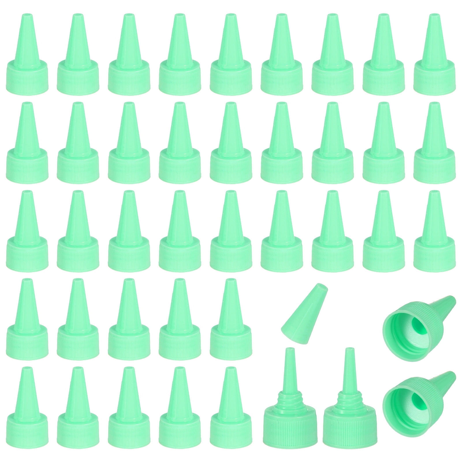 Uxcell24/410 Twist Top Caps, 100Pcs Plastic Squeeze Bottle Replacement Caps with Foam Gasket for Paint Lids Glue Dispensing DIY Crafts, Green