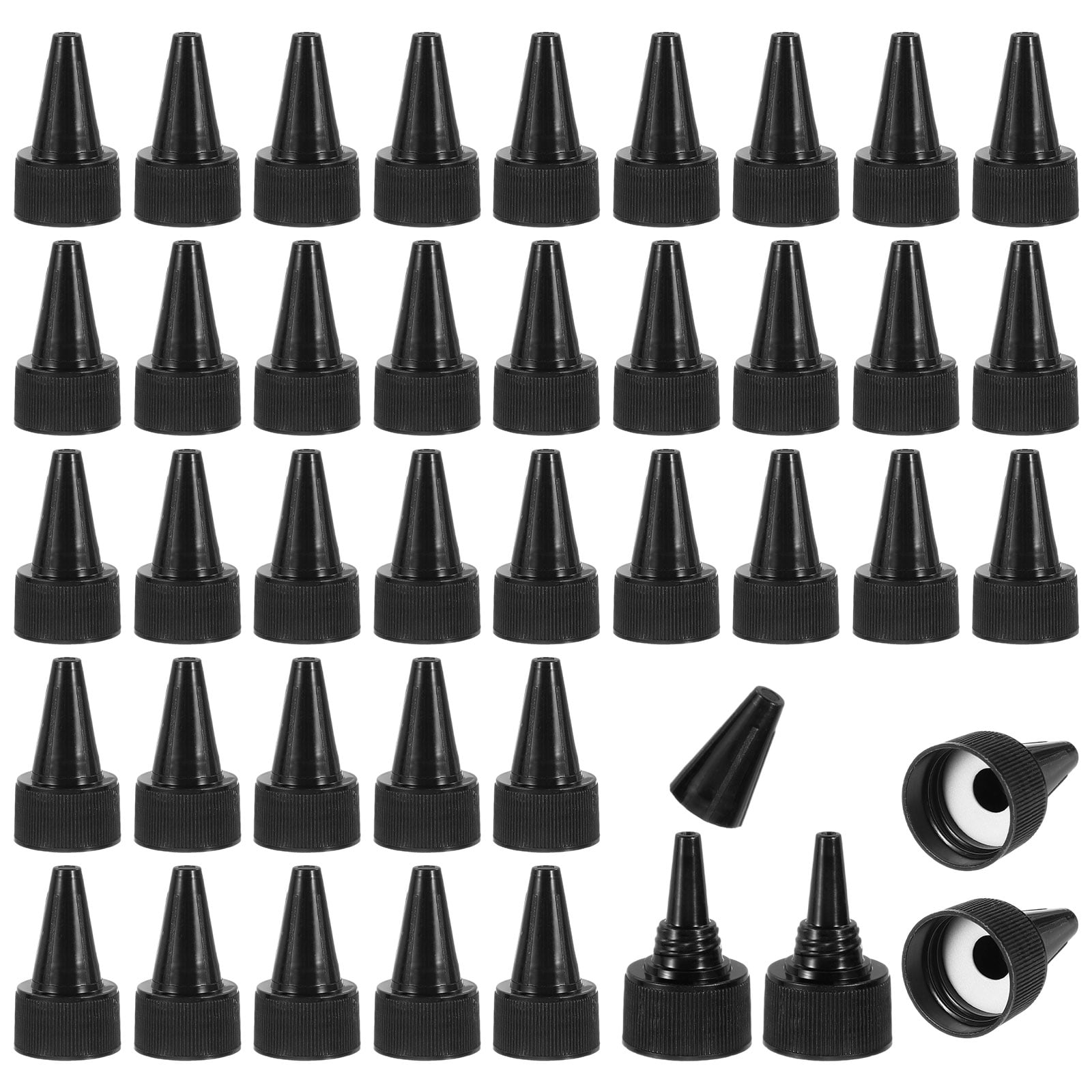 Uxcell28/410 Twist Top Caps, 100Pcs Plastic Squeeze Bottle Replacement Caps with Foam Gasket for Paint Lids Glue Dispensing DIY Crafts, Black