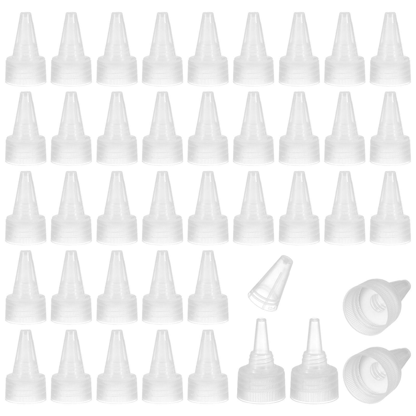 Uxcell28/410 Twist Top Caps, 100Pcs Plastic Squeeze Bottle Replacement Caps with Foam Gasket for Paint Lids Glue Dispensing DIY Crafts, Clear