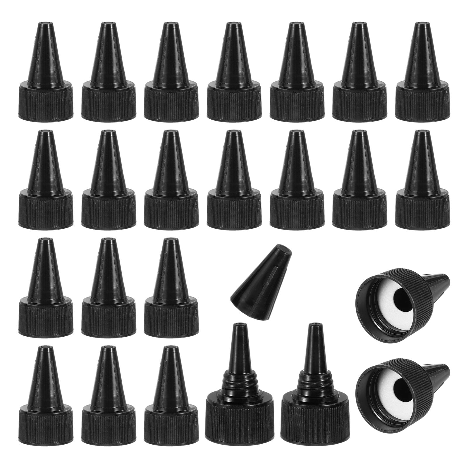 Uxcell28/410 Twist Top Caps, 60Pcs Plastic Squeeze Bottle Replacement Caps with Foam Gasket for Paint Lids Glue Dispensing DIY Crafts, Black