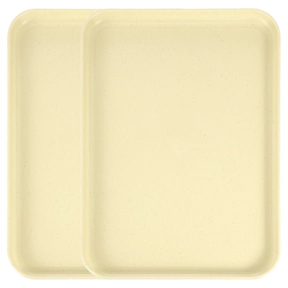 Uxcell2Pcs Plastic Serving Trays, 12.2 x 8.7 Inch Rectangle Food Trays Serving Cafeteria Trays for Kitchen Restaurant Coffee Fruit Burger Lunch Dessert, Light Yellow