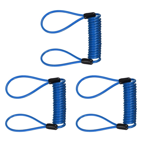 Uxcell3-Pack Disc Lock Security Steel Cable, 47.24inch/1200mm Coated Spring Reminder Wire Anti-Theft Rope [Blue]