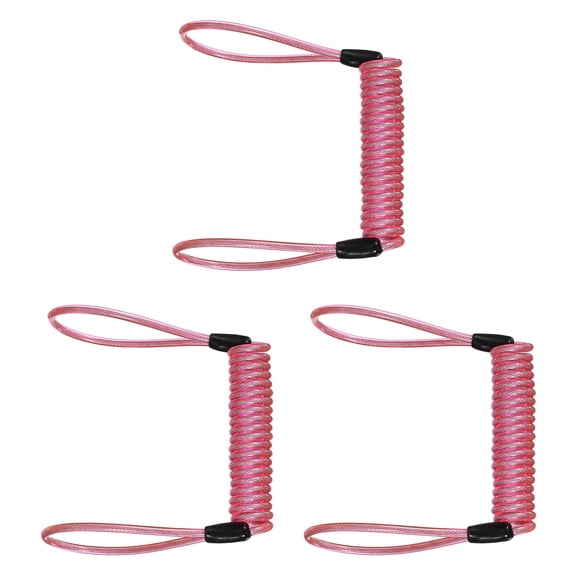 Uxcell3-Pack Disc Lock Security Steel Cable, 47.24inch/1200mm Coated Spring Reminder Wire Anti-Theft Rope [Pink]