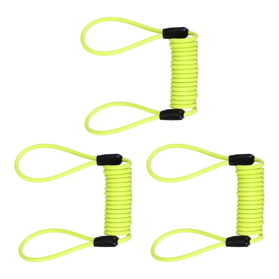 Uxcell3-Pack Disc Lock Security Steel Cable, 47.24inch/1200mm Coated Spring Reminder Wire Anti-Theft Rope [Yellow]