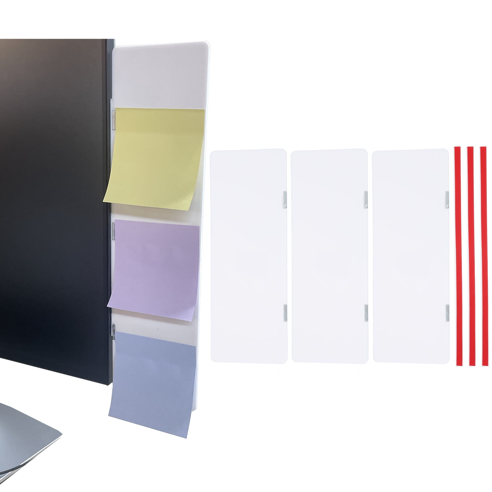 Uxcell3Pcs Monitor Memo Board, 7.5" White Magnetic Sticky Note Holder ...