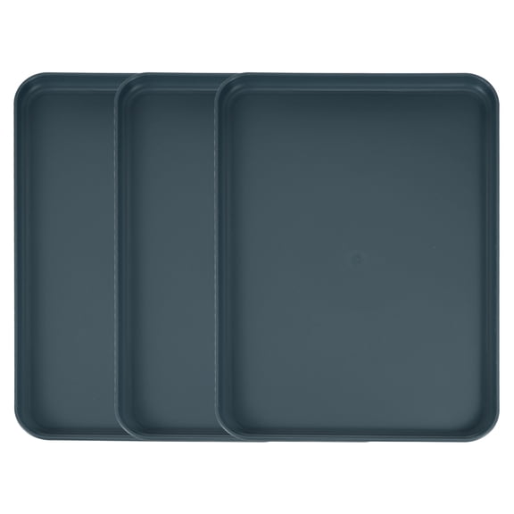 Uxcell3Pcs Plastic Serving Trays, 15 x 10.6 Inch Rectangle Food Trays Serving Cafeteria Trays for Kitchen Restaurant Coffee Fruit Burger Lunch Dessert, Black