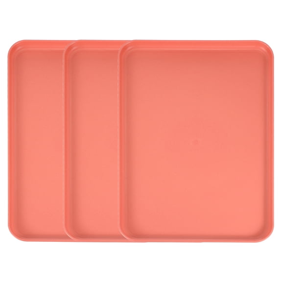 Uxcell3Pcs Plastic Serving Trays, 15 x 10.6 Inch Rectangle Food Trays Serving Cafeteria Trays for Kitchen Restaurant Coffee Fruit Burger Lunch Dessert, Orange