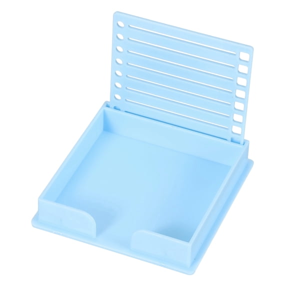 Uxcell3x3" Memo Pads Holder with Template, Sticky Note Dispenser Stencil Holder Reusable Sticky Notes Organizer for Home Office Desk Storage To-do List Planning, Blue