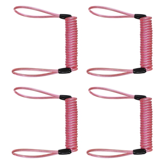 Uxcell4-Pack Disc Lock Security Steel Cable, 47.24inch/1200mm Coated Spring Reminder Wire Anti-Theft Rope [Pink]