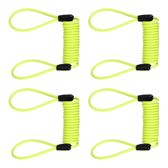 Uxcell4-Pack Disc Lock Security Steel Cable, 47.24inch/1200mm Coated Spring Reminder Wire Anti-Theft Rope [Yellow]