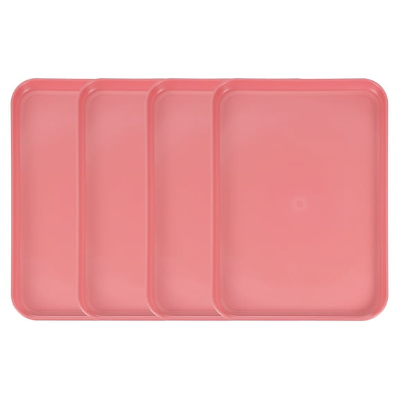 Uxcell4Pcs Plastic Serving Trays, 12.2 x 8.7 Inch Rectangle Food Trays Serving Cafeteria Trays for Kitchen Restaurant Coffee Fruit Burger Lunch Dessert, Red