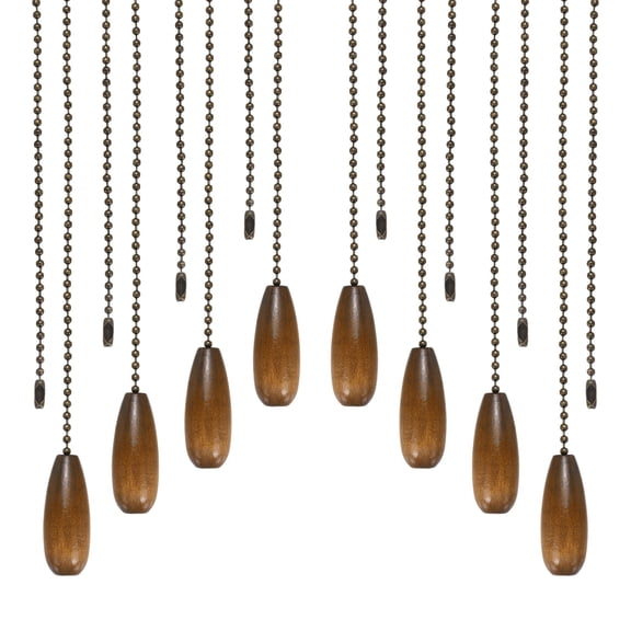 Uxcell 8 Pcs Ceiling Fan Pull Chain Extender, 13 Inch Wooden Decorative Pendant Extension Chains for Light Lamp Ceiling Fan, Walnut