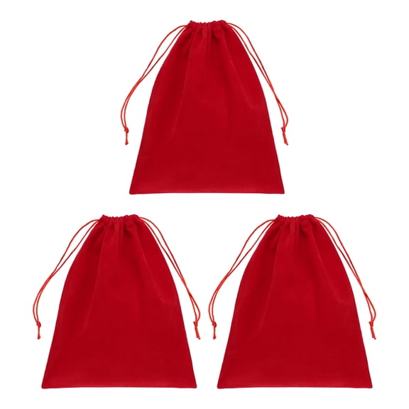 UxcellVelvet Gift Bags, (9.8 x 7.8 Inch, Red)(3 Pcs) Velvet Drawstring Bag Jewelry Pouches Suit for Birthday/Wedding/Party/Gift /Favor