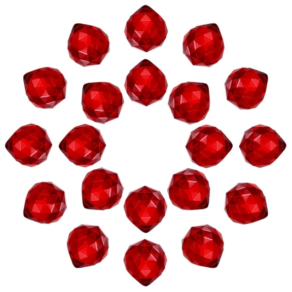 Uxell 20Pack Crystal Ball Prism, 20mm/0.8" Decorative Ball Sun Shine Catcher, Red