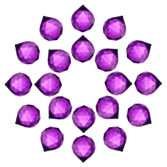 Uxell 20Pack Crystal Ball Prism, 30mm/1.2" Decorative Ball Sun Shine Catcher, Purple