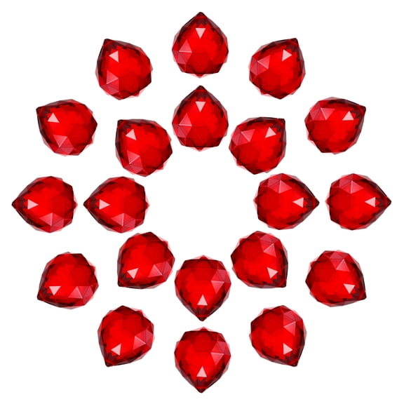 Uxell 20Pack Crystal Ball Prism, 30mm/1.2" Decorative Ball Sun Shine Catcher, Red