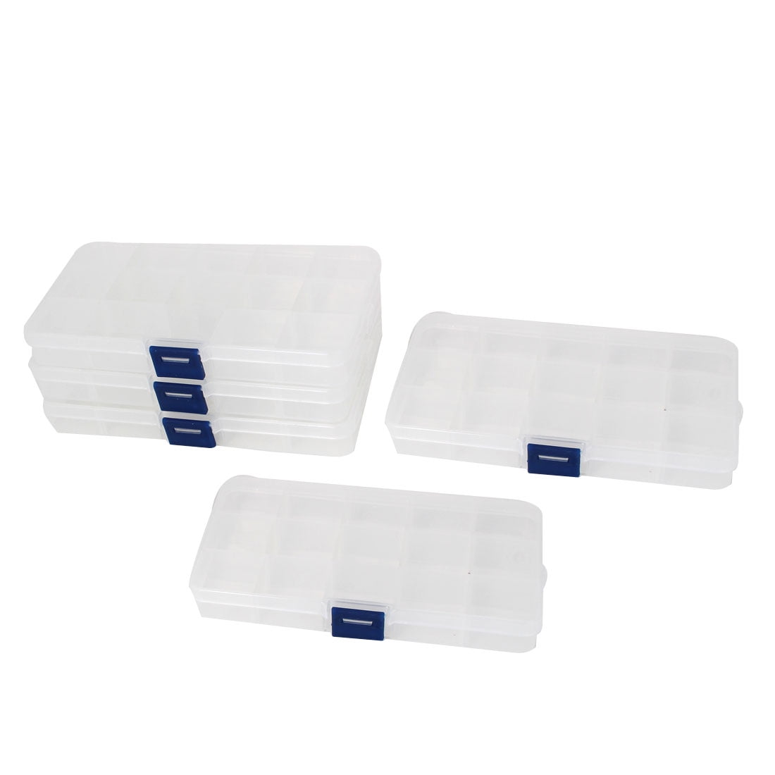 Uxell Plastic Case Fishing Lure Bait Storage Angling Tackle Box Container Clear 5PCS