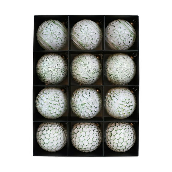 Uxgjfwu 12 Pcs Antique Christmas Ball Ornaments, 3 Inch Hanging Balls Set for Tree Decoration, Boxed Vintage Decor Holiday Theme