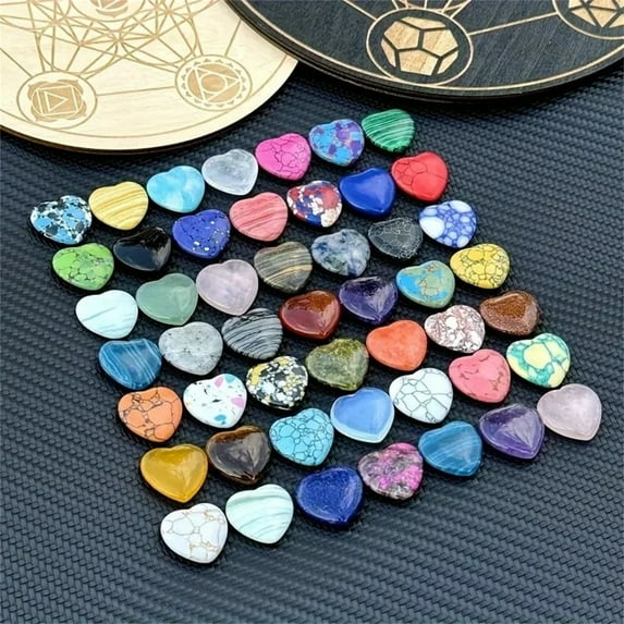 Uxgjfwu 15-Pack Heart Shaped Stones, Assorted Colorful Worry Stones and Crystals, Decorative Rocks for Collection, Gift, and Mindfulness Activity, Small Gemstone Set