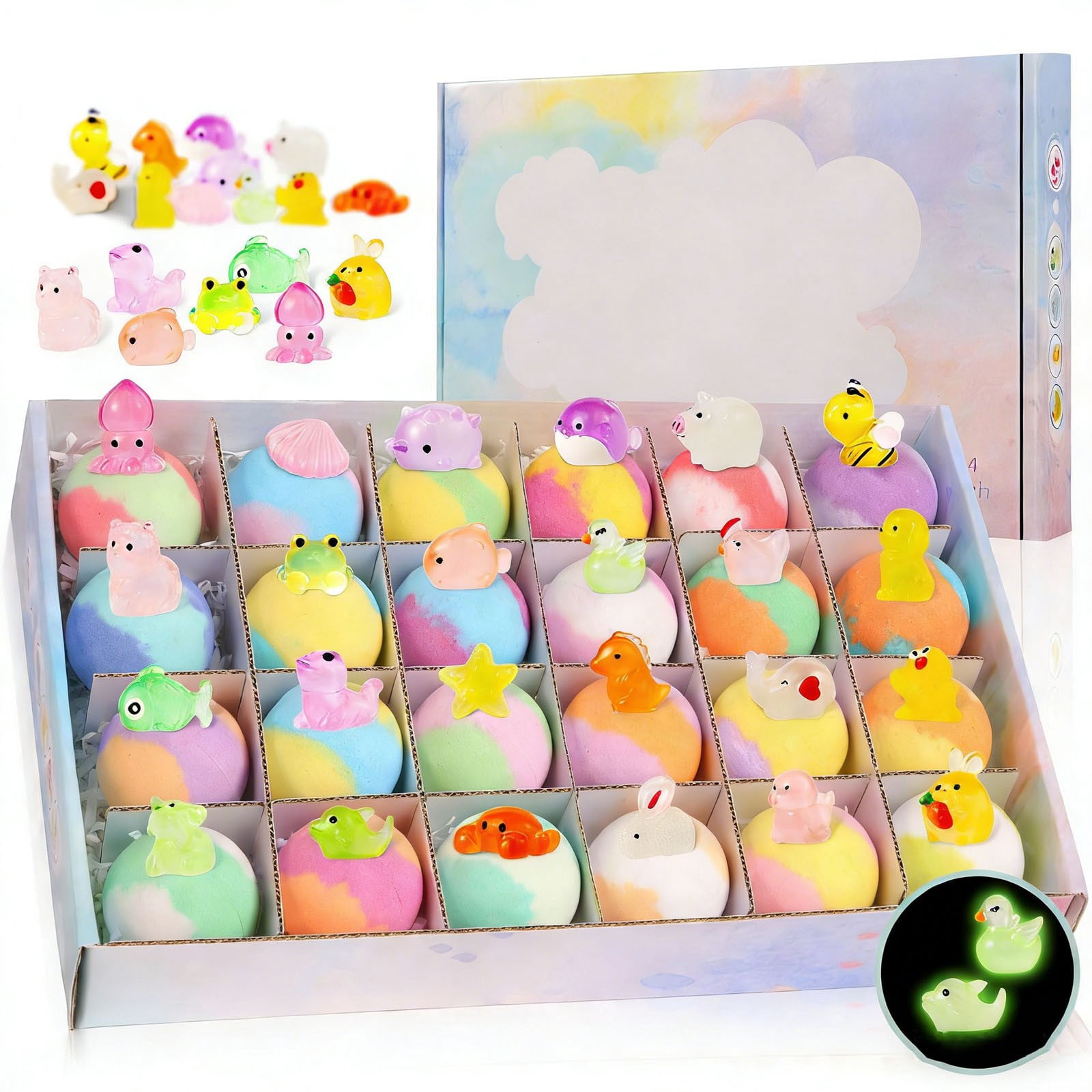 Uxgjfwu 24 Packs Bath Bombs Kit, Natural Organic Formula, Surprise Bath Toys Fizzies, Mild for Kids Skin, Ideal Birthday Presents for Boys and Girls