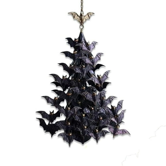 Uxgjfwu 2D Acrylic Bat Swarm Tree Ornament Flying Halloween Decoration for Yard Porch Ceiling Gothic Hanging Decor
