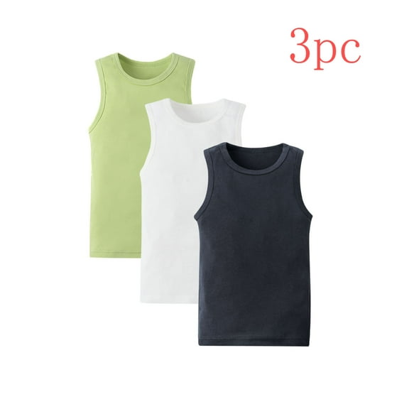 Uxgjfwu 3 Pack Tank Tops for Kids Sleeveless Plain T-Shirt Round Neck Tank Top for Girls and Boys Summer Top Tee, Sizes 3-9
