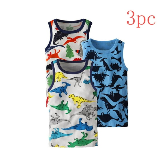 Uxgjfwu 3 Pack Toddler Tank Tops Sleeveless Graphic T-Shirt Round Neck Tank Top for Girls and Boys Summer Top Tee, Sizes 2-8